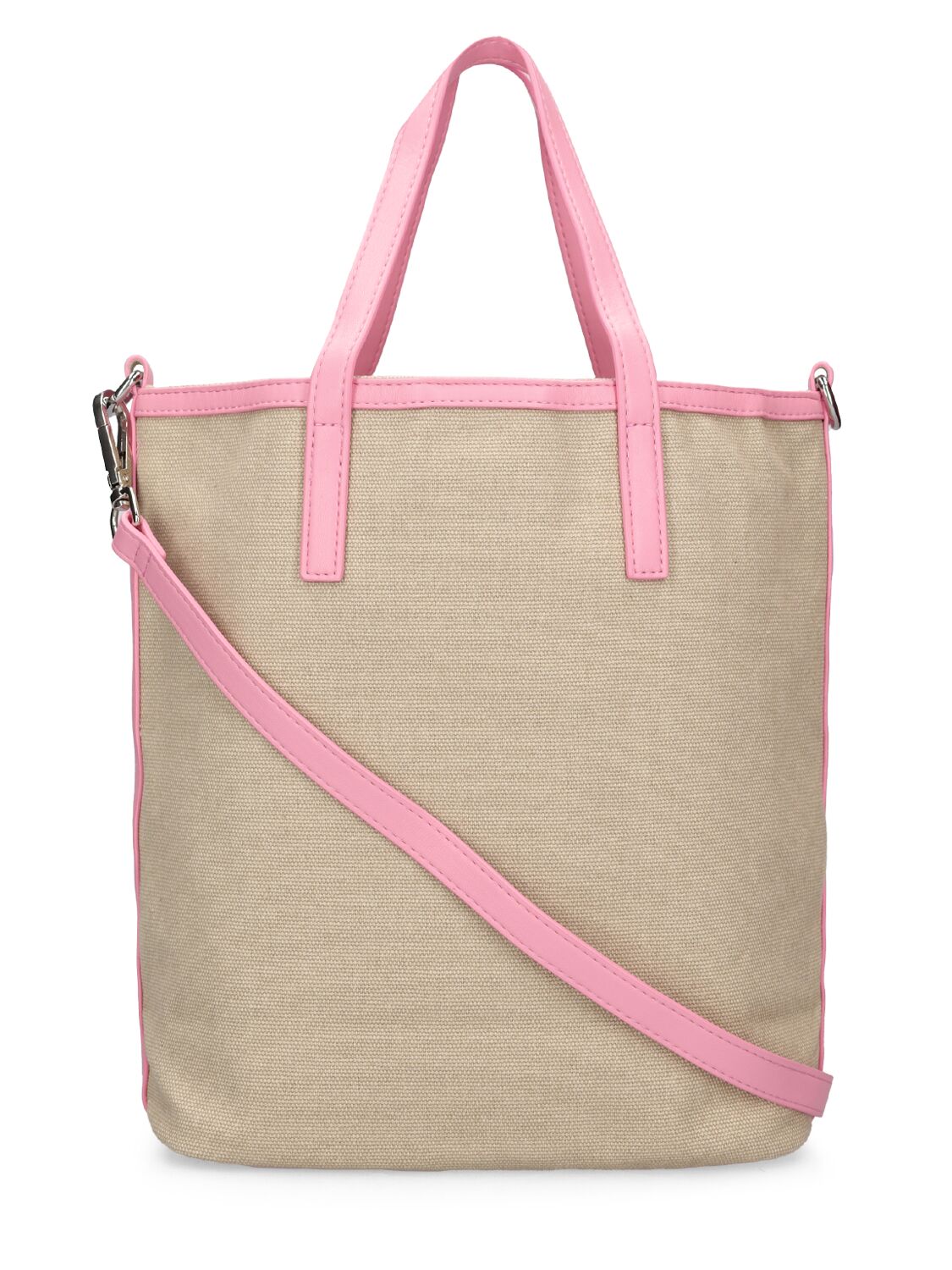 Shop Msgm Small Canvas Shopping Bag In Pink