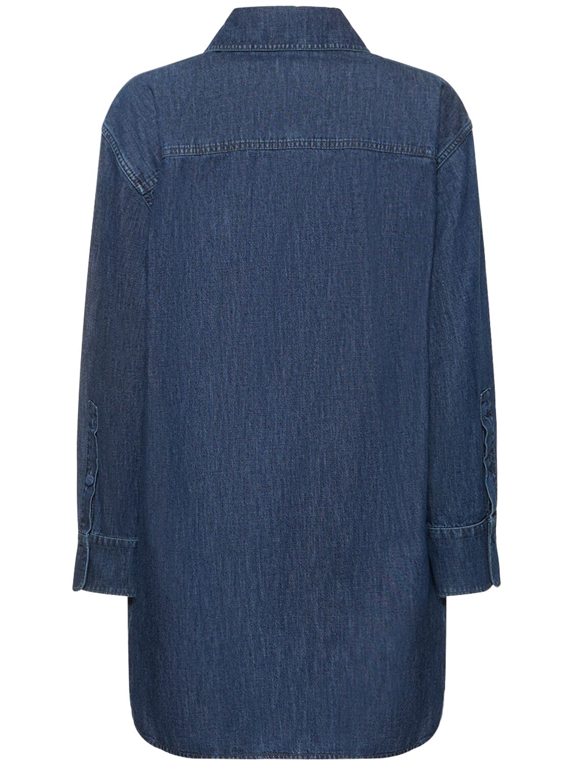 Shop Valentino Denim Cotton Shirt Mini Dress In Dark Blue