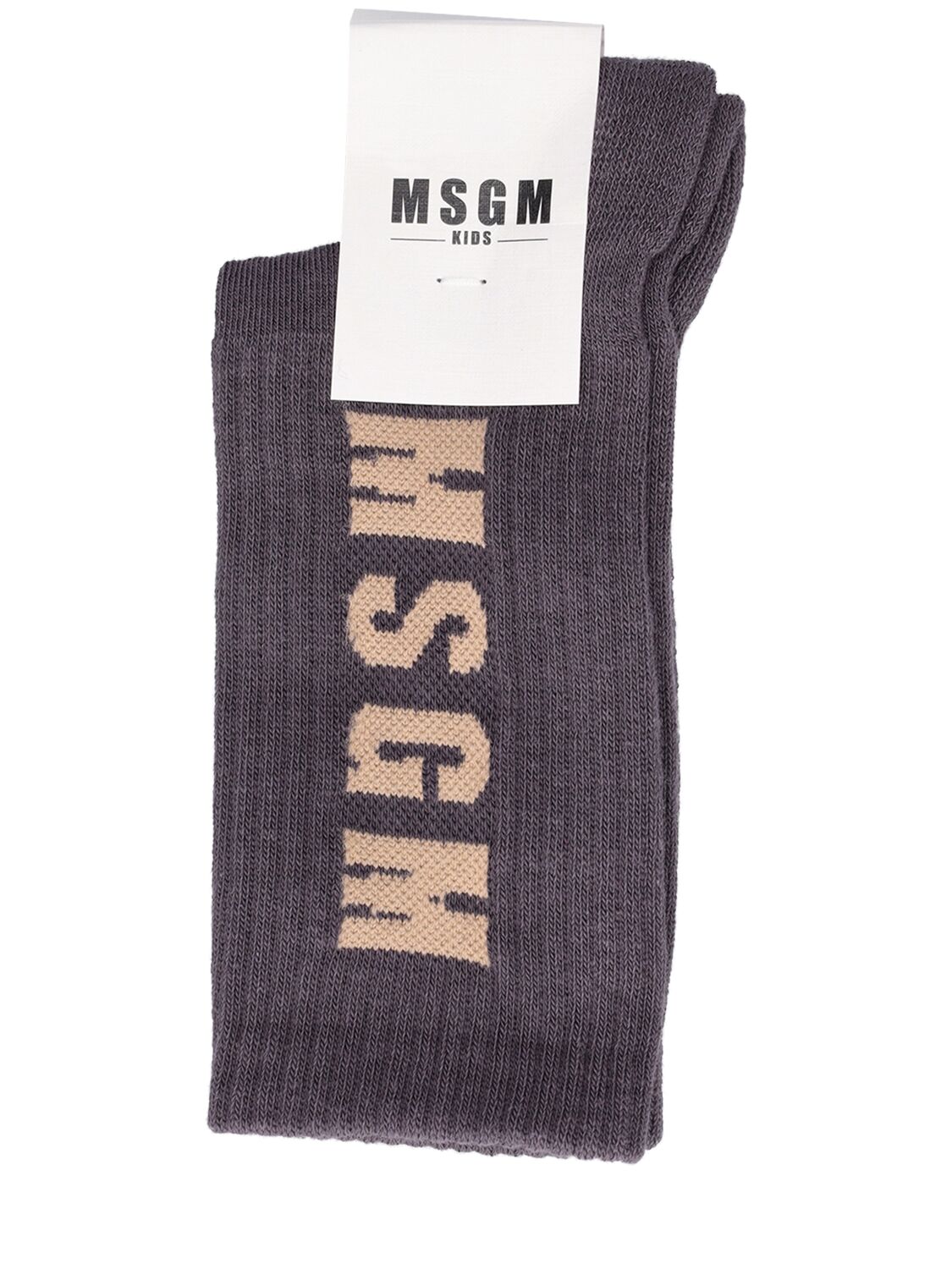 Shop Msgm Cotton Blend Knit Socks In Taupe