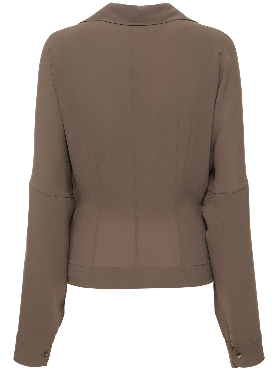 Shop Philosophy Di Lorenzo Serafini Light Tech Crepe Wrap Shirt In Khaki