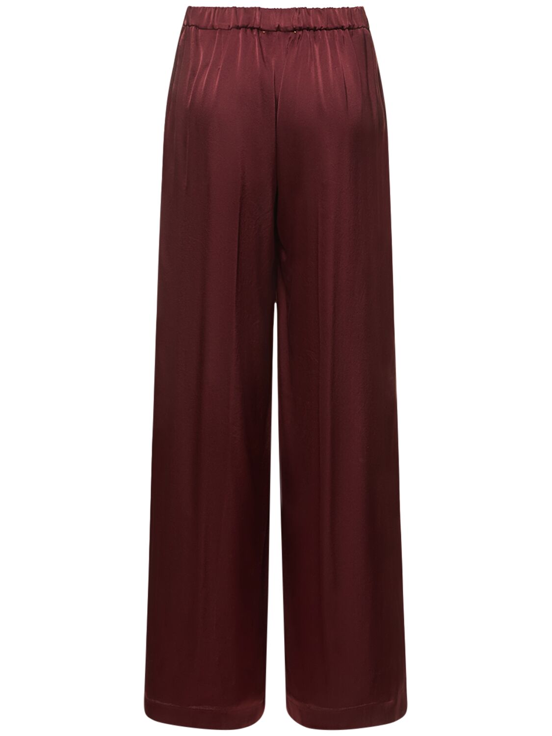 Shop Forte Forte Stretch Silk Satin Wide Pants In Brown