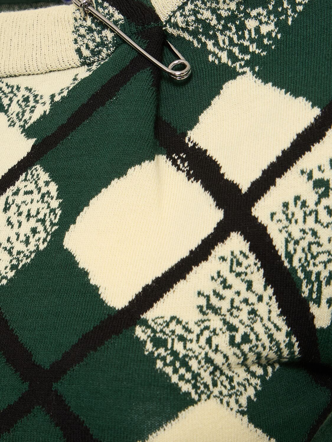 Shop Burberry Check Cotton Knit Long Sleeve Sweater In Green,multi