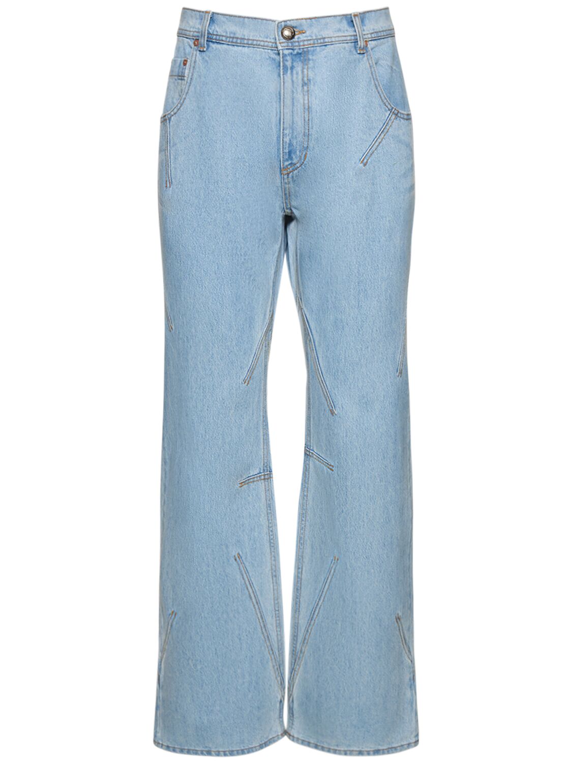Shop Andersson Bell Tripot Coated Cotton Flared Jeans In Light Blue