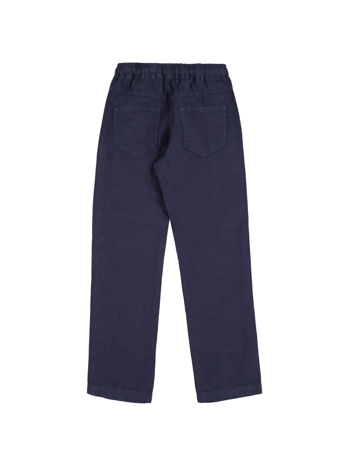 Shop Il Gufo Linen Pants W/drawstring In Blue