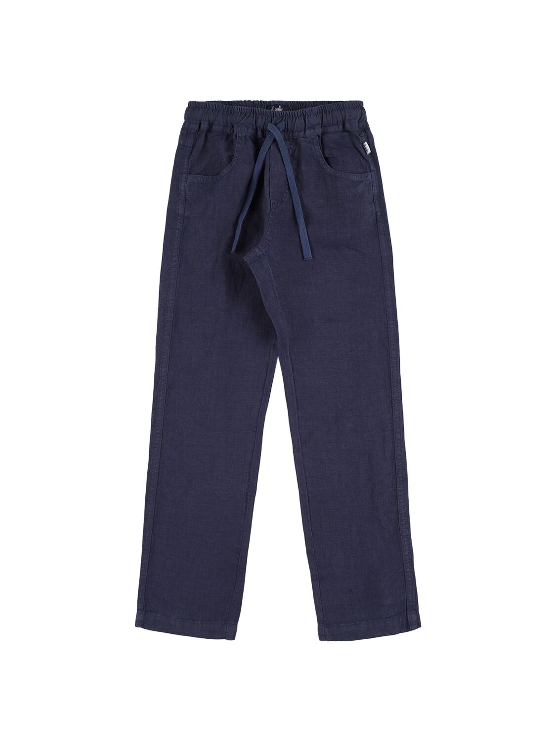 Il Gufo Kids' Linen Pants W/drawstring In Blue