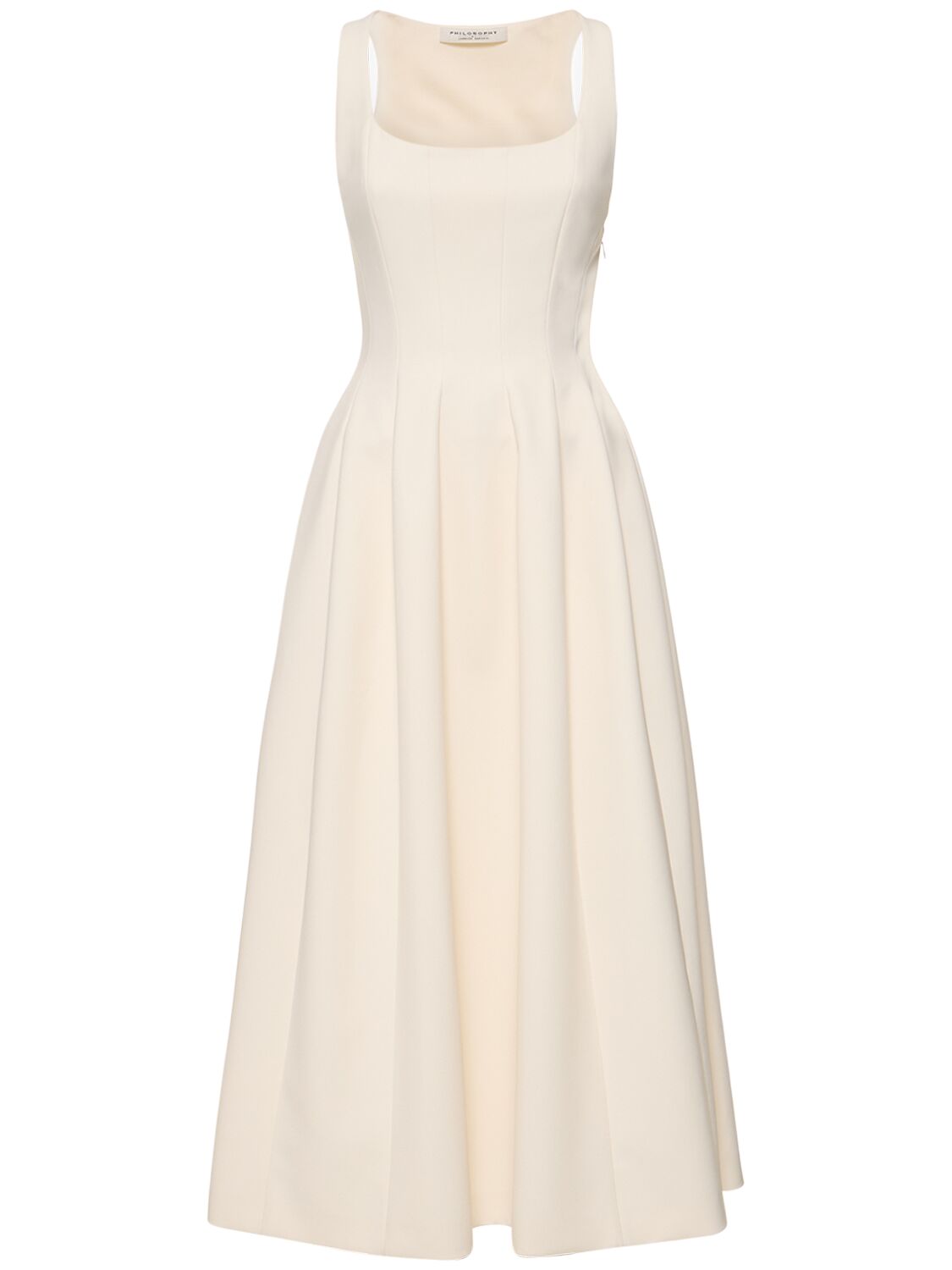 Philosophy Di Lorenzo Serafini Tech Crepe Flared Midi Dress In Ivory