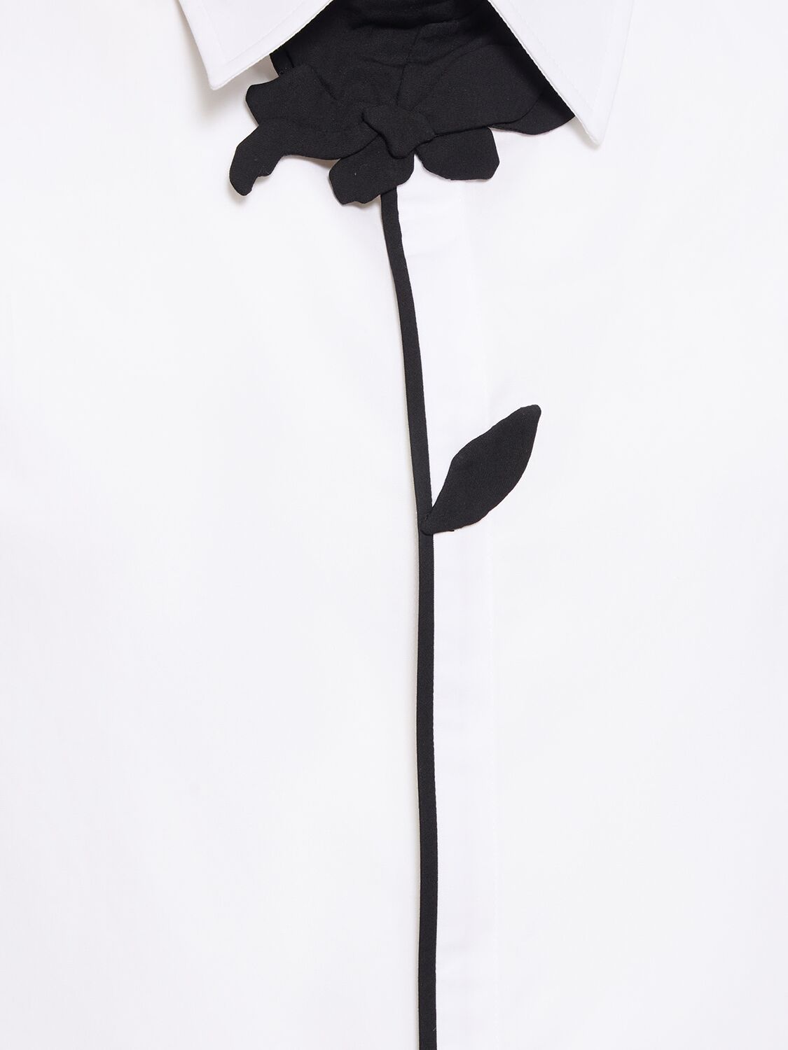 Shop Valentino Flower Embroidered Cotton Shirt In White,black