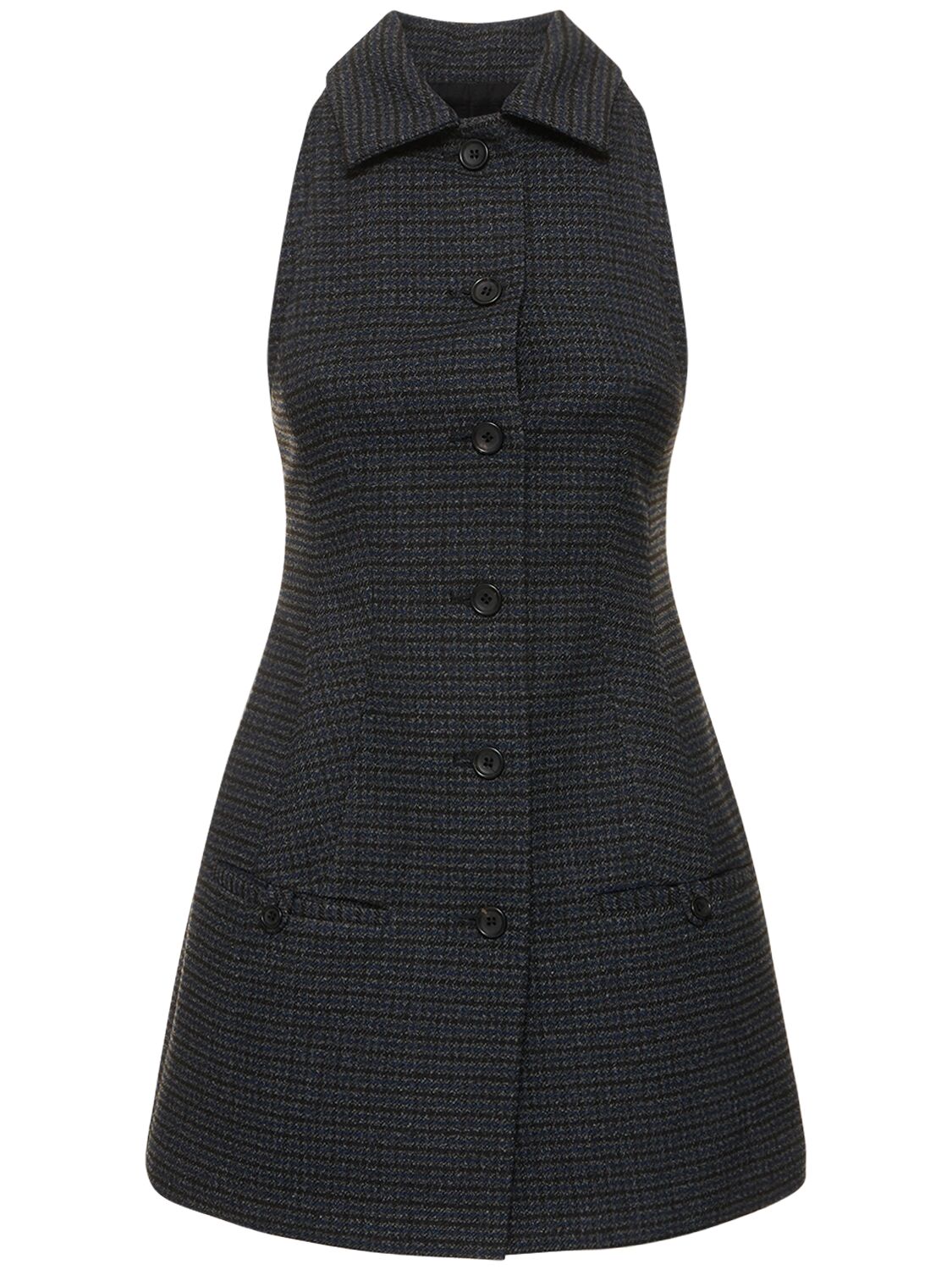 Philosophy Di Lorenzo Serafini Sleeveless Houndstooth Tech Mini Dress In Grey