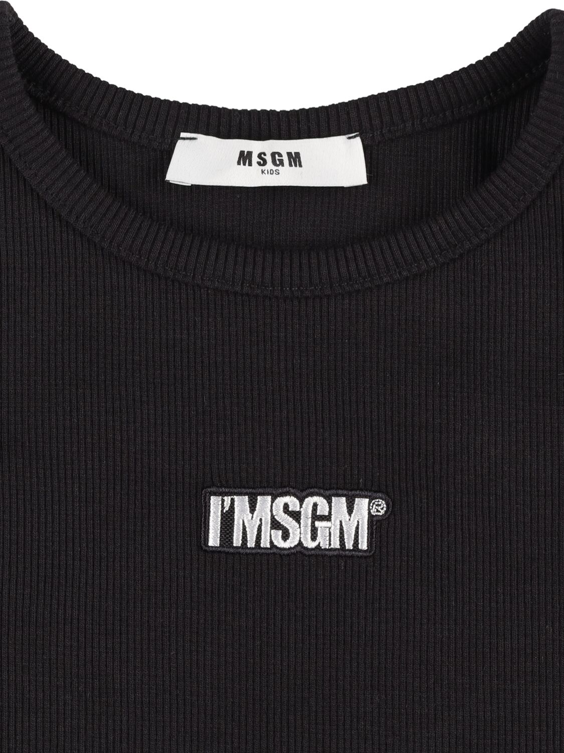 Shop Msgm Cotton Blend Rib Tank Top In Black