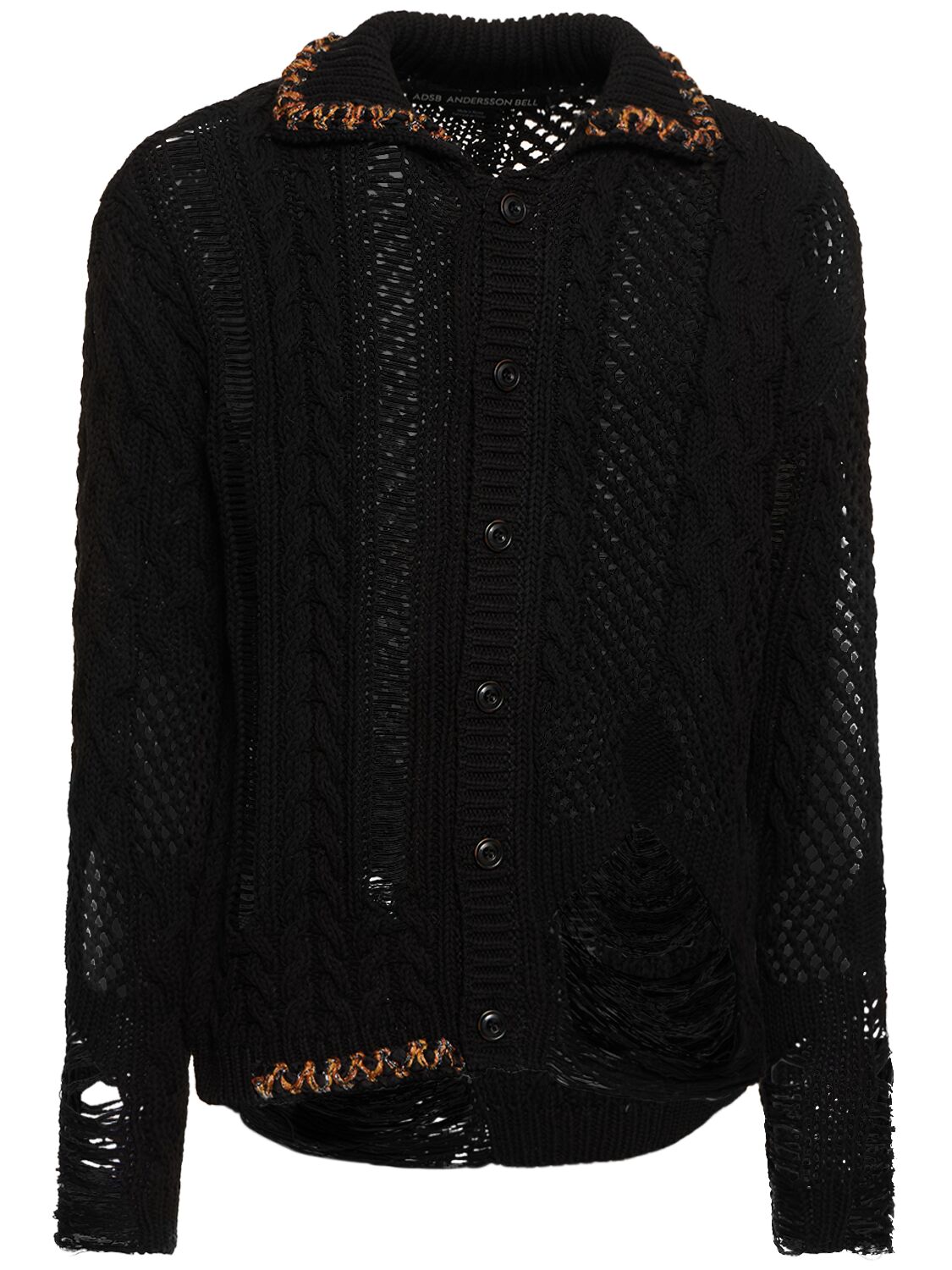 Shop Andersson Bell Sauvage Cotton Knit Cardigan In Black