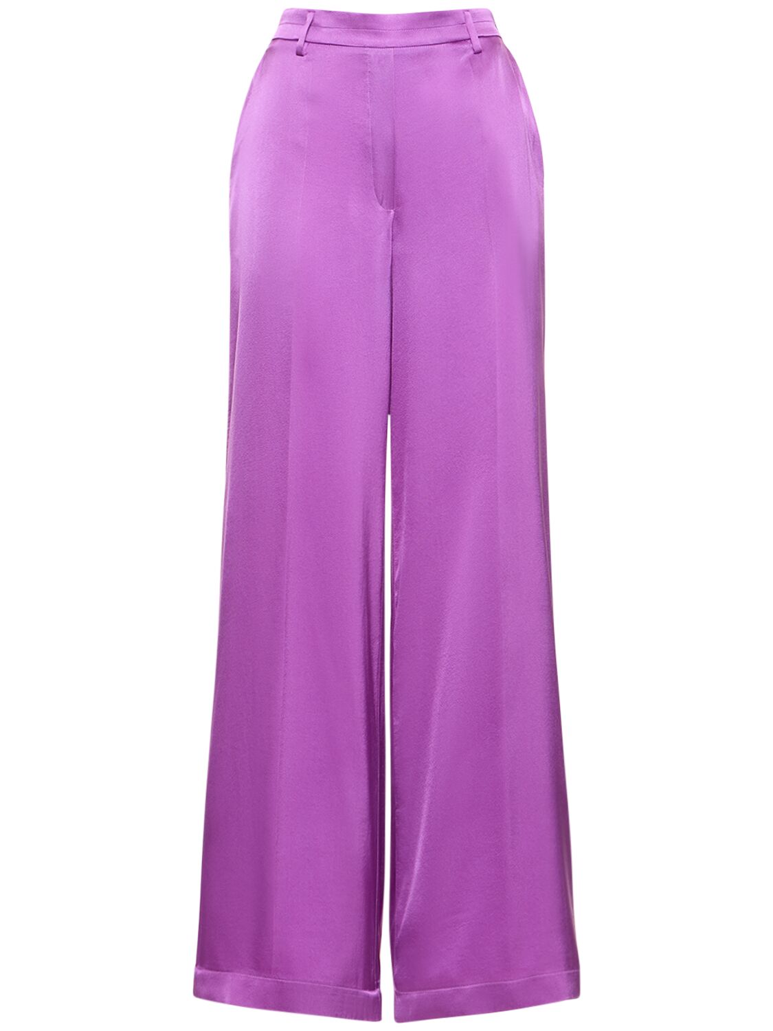 Shop Forte Forte Stretch Silk Satin Wide Pants In Purple