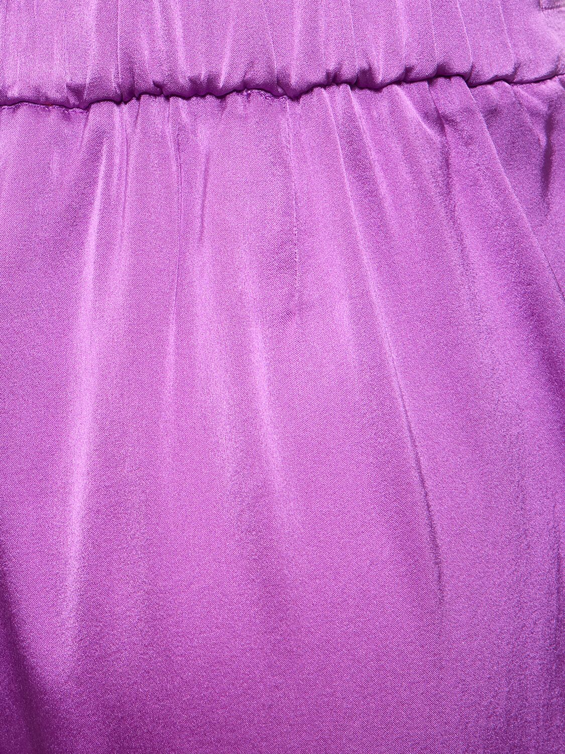 Shop Forte Forte Stretch Silk Satin Wide Pants In Purple