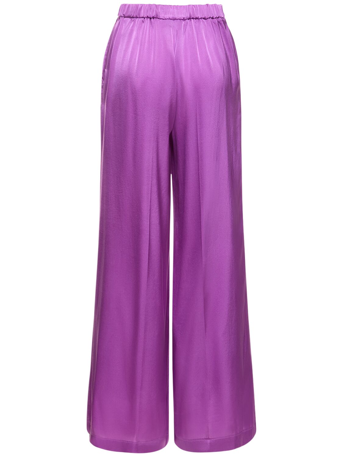 Shop Forte Forte Stretch Silk Satin Wide Pants In Purple