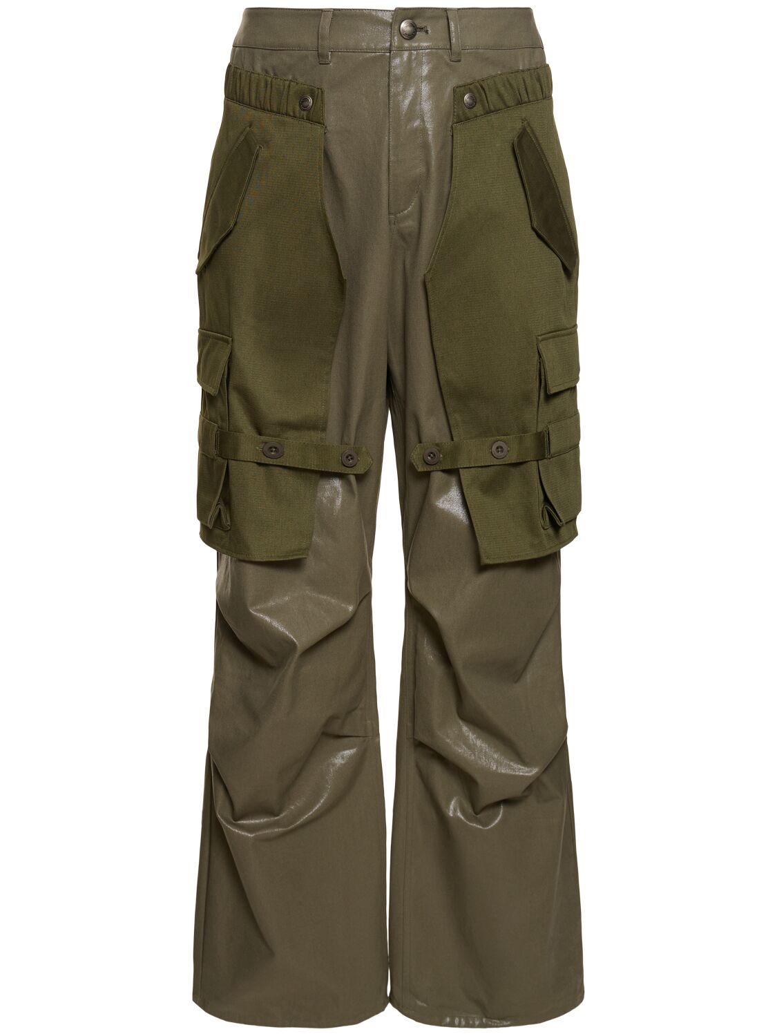Andersson Bell Raptor Layered Cotton Cargo Trousers In 카키