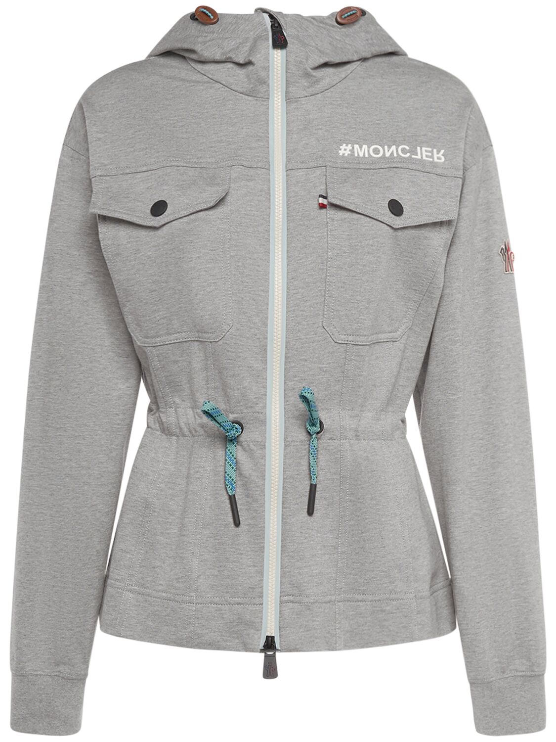 Moncler Cotton Zip-up Hoodie In Grey