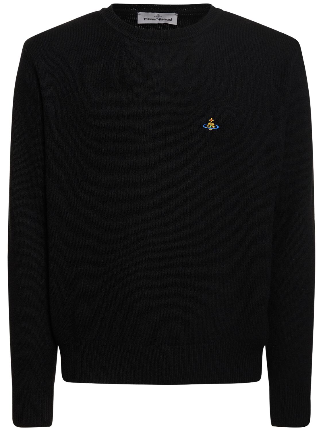 Shop Vivienne Westwood Logo Embroidery Mohair Knit Sweater In Black