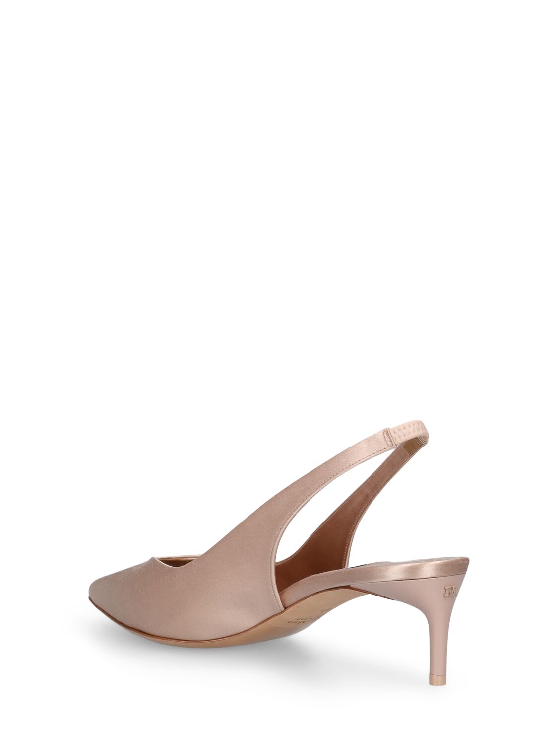 Shop Max Mara 45mm Satin Slingback Pumps In Nude