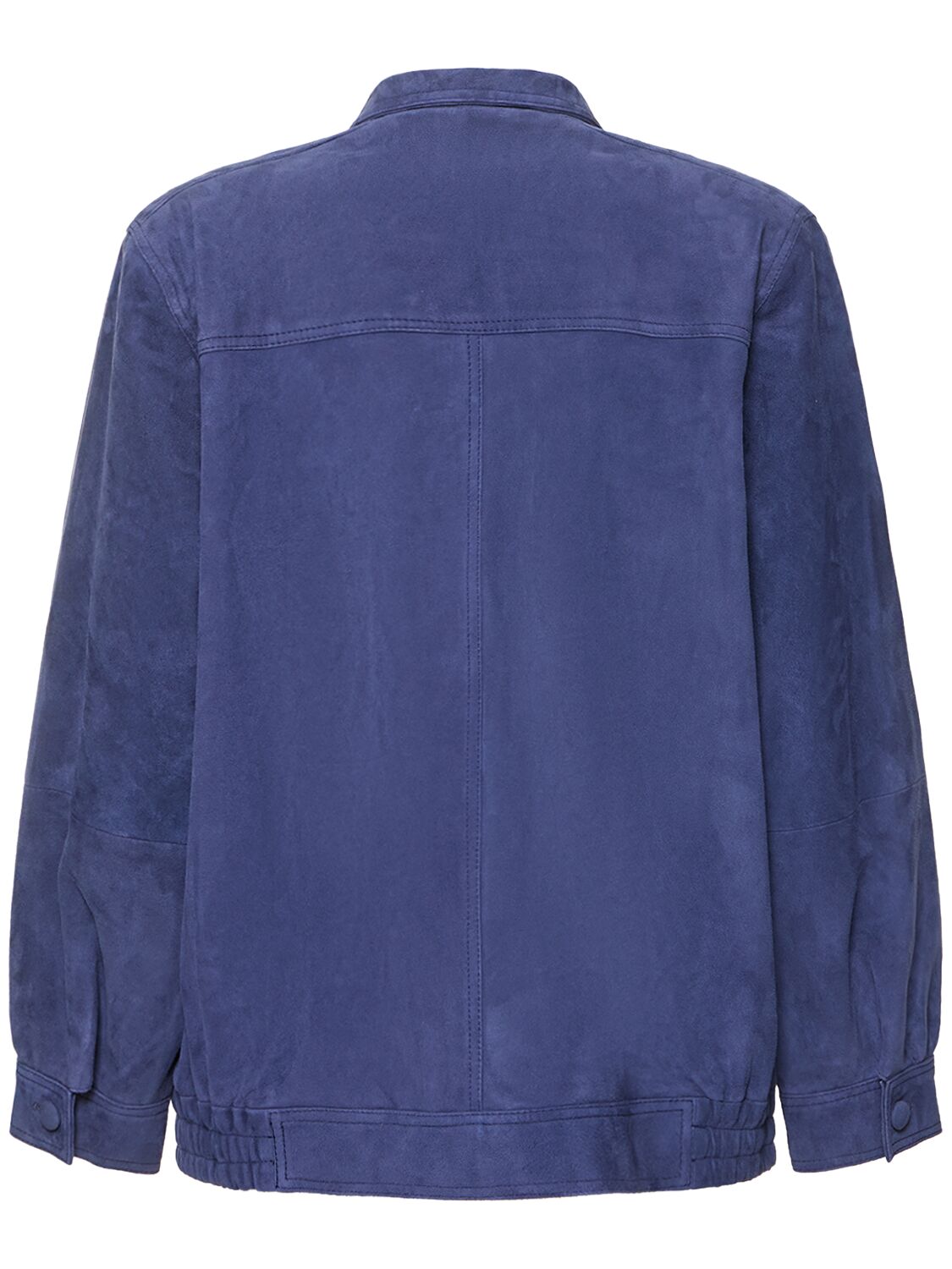 Shop Blazé Milano Viva Marino Cleo Leather Bomber Jacket In Blue