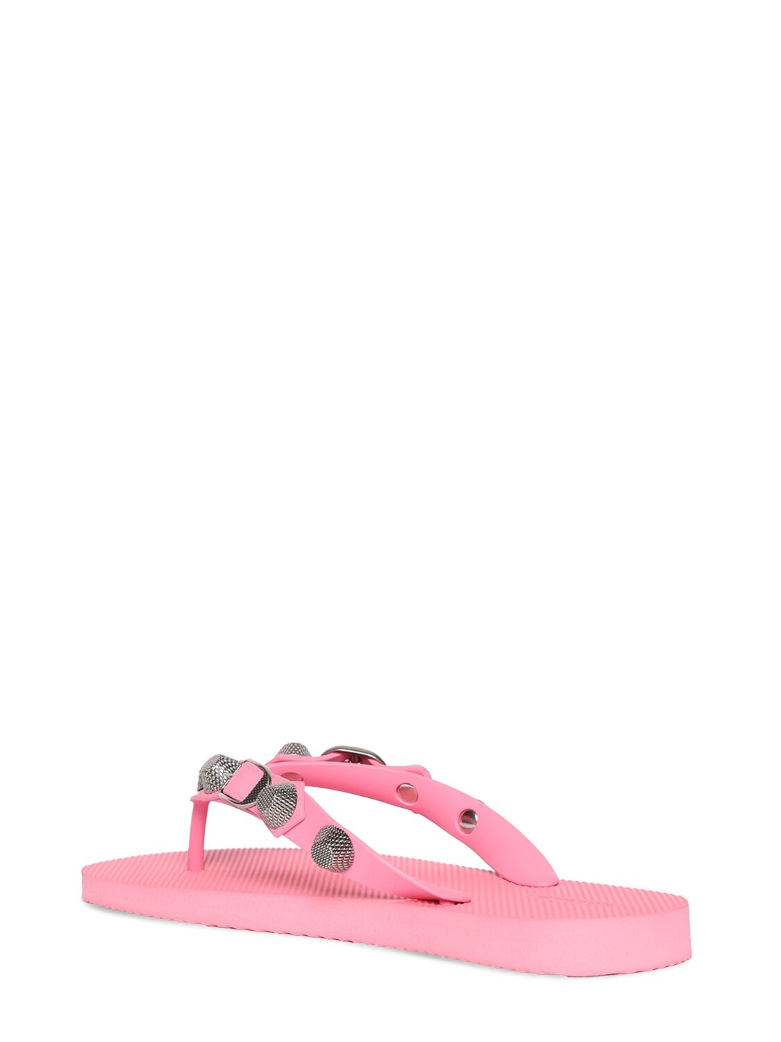 Shop Balenciaga 20mm Cagole Rubber Flip Flops In Pink,silver