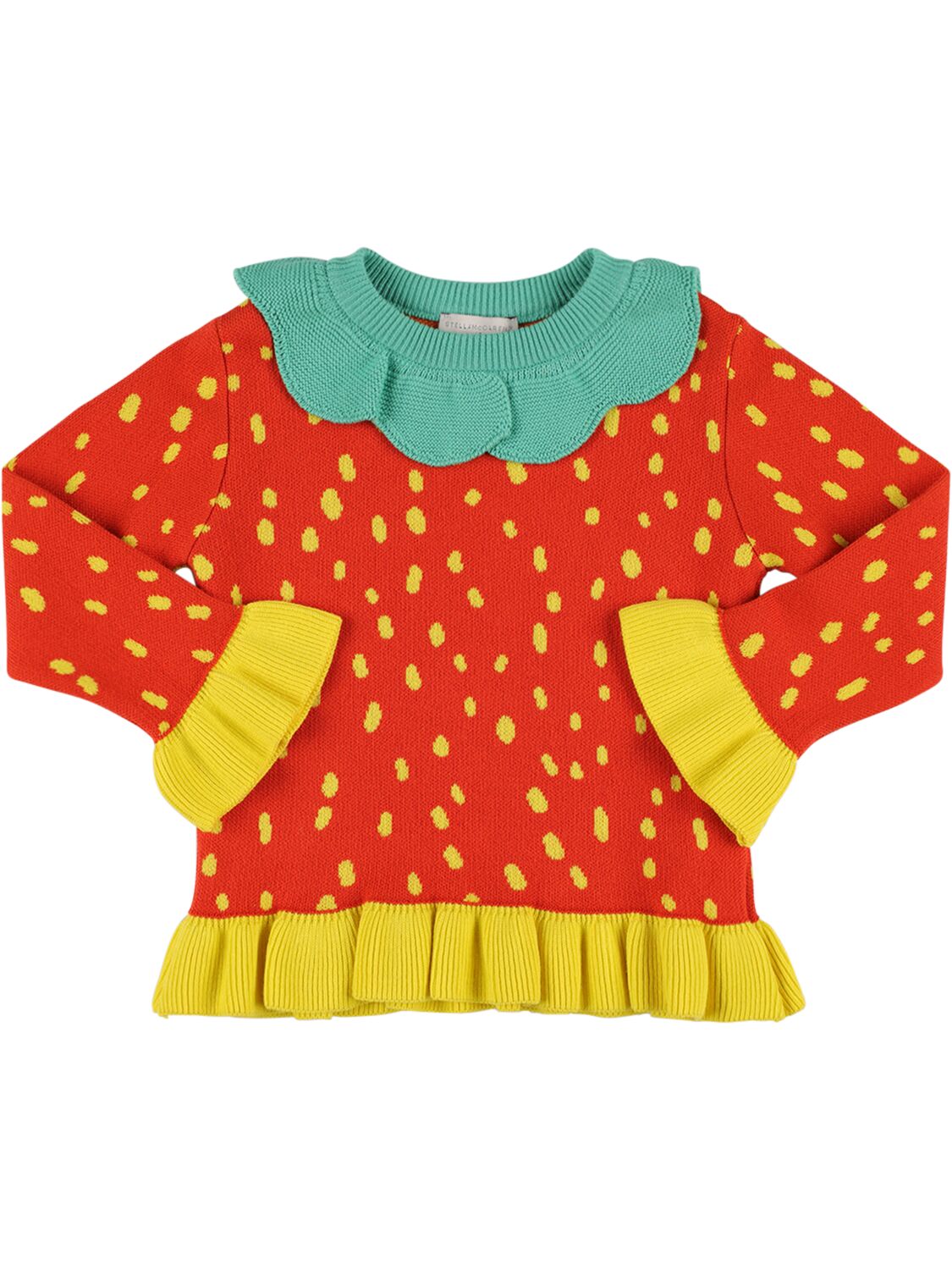 Stella Mccartney Kids' Strawberry Cotton Knit Jumper In Red,multi
