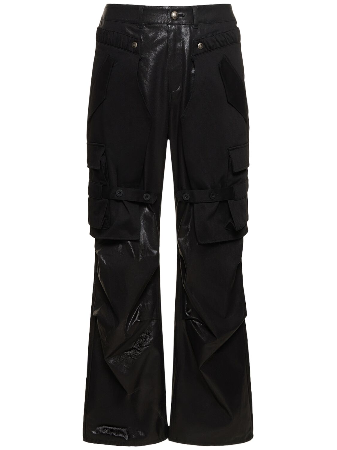 Shop Andersson Bell Raptor Layered Cotton Cargo Pants In Black