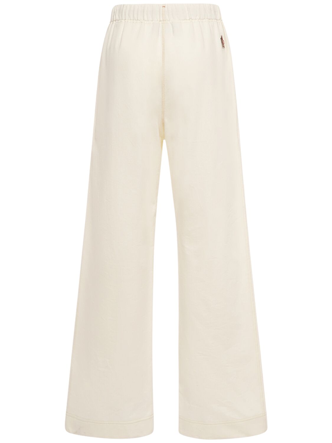 Shop Moncler Logo Cotton Sweatpants In Ivory