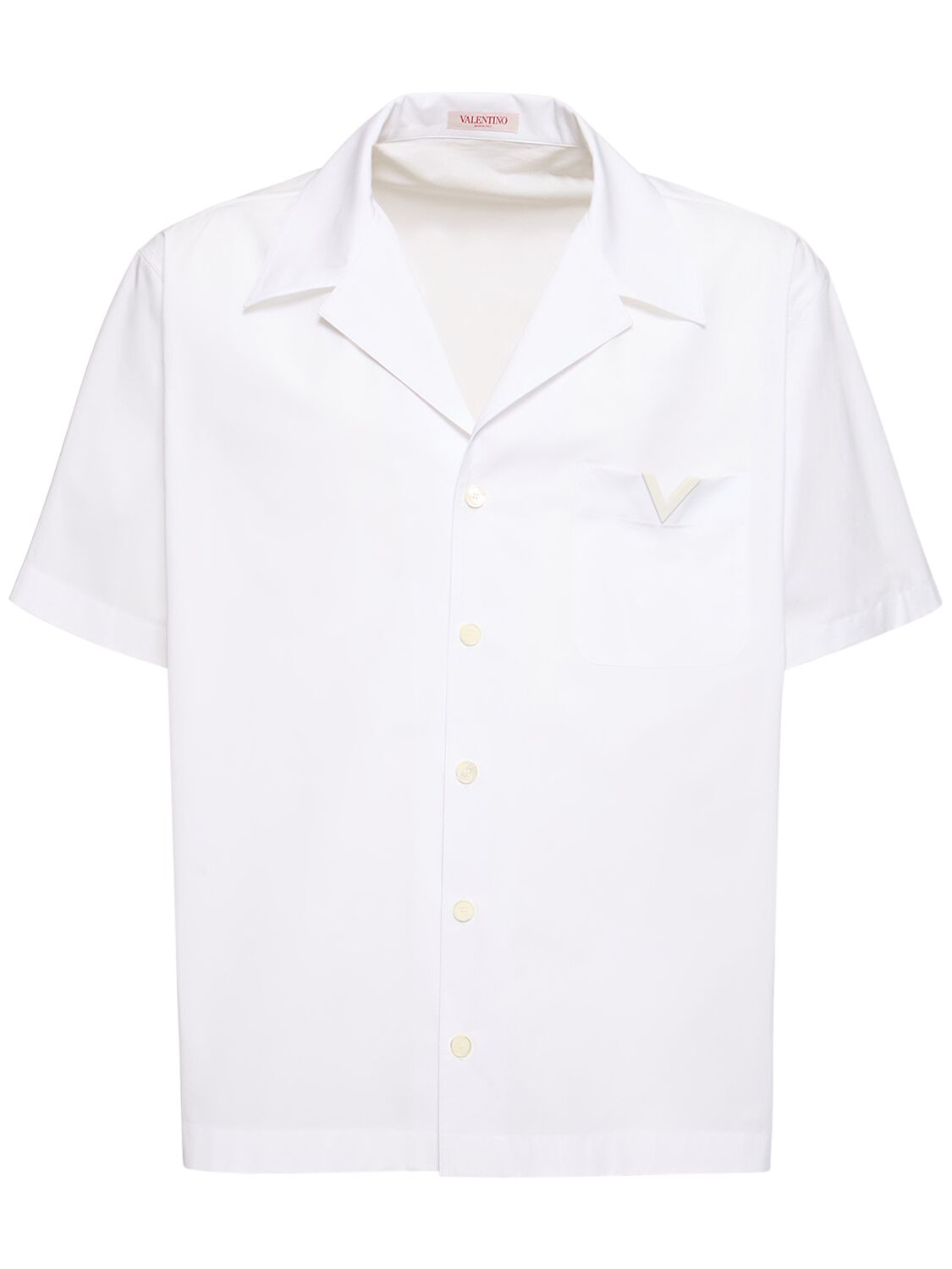 Shop Valentino Short Sleeve Cotton Shirt In White