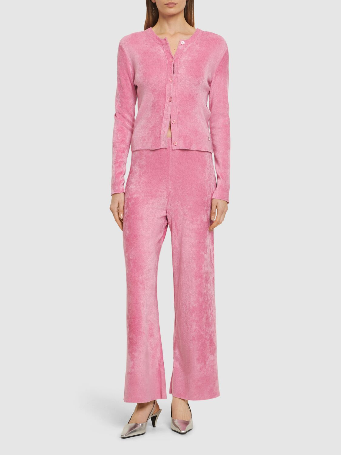Shop Gucci Crystal G Viscose Blend Pants In Bubblegum