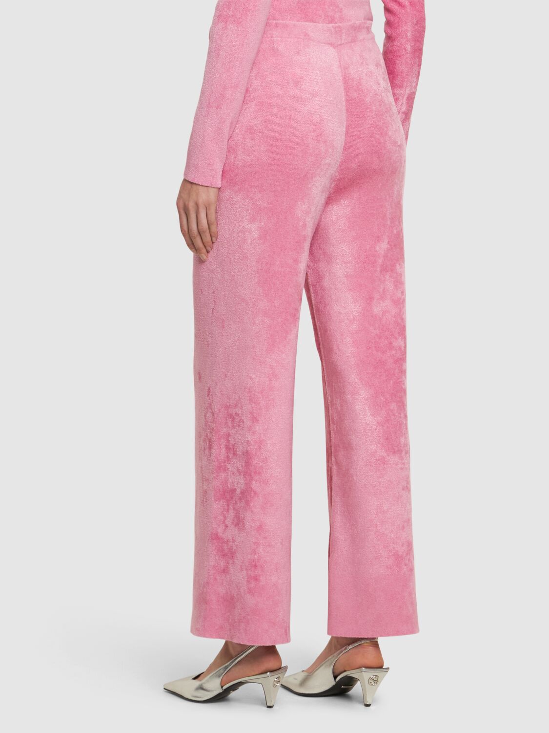 Shop Gucci Crystal G Viscose Blend Pants In Bubblegum