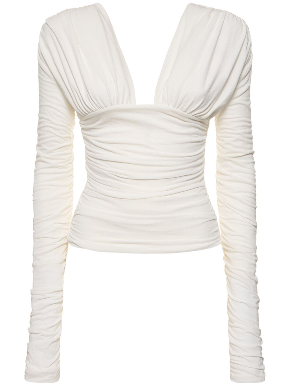 Interior The Vera Ruched Cotton-jersey Top In White