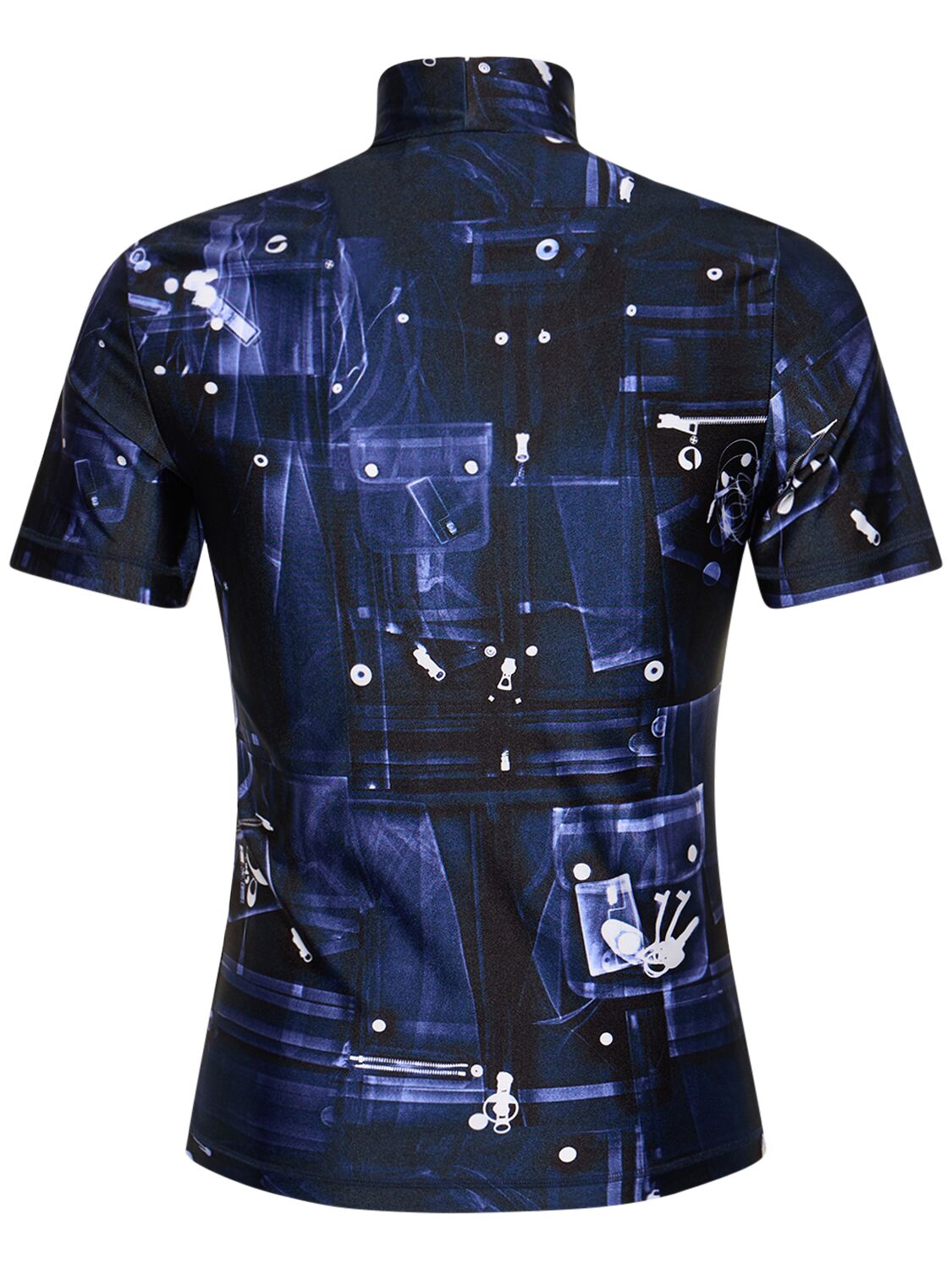 Shop Coperni X-ray Fitted High Collar S/s T-shirt In Navy