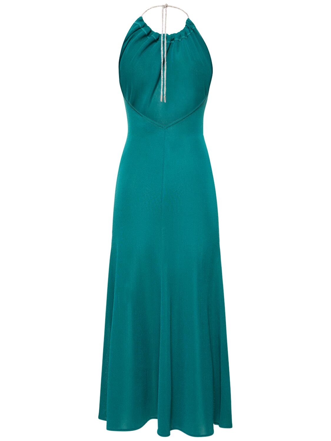 Shop Alexandre Vauthier Viscose Knit Halter Neck Long Dress In Blue