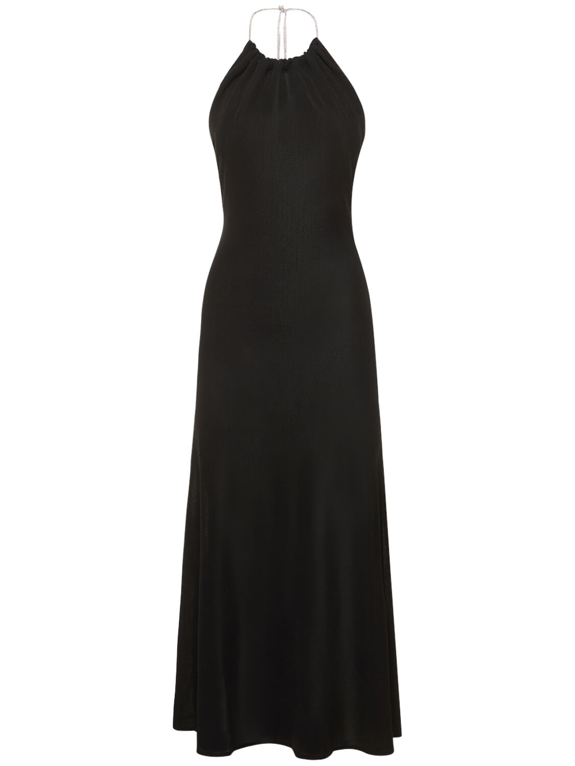Shop Alexandre Vauthier Viscose Knit Halter Neck Long Dress In Black