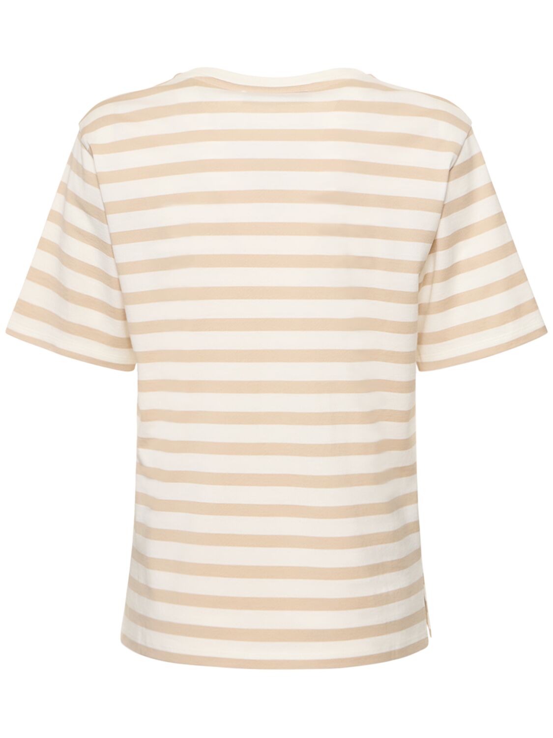 Shop Weekend Max Mara Deodara Striped Cotton Jersey T-shirt In Ivory,beige