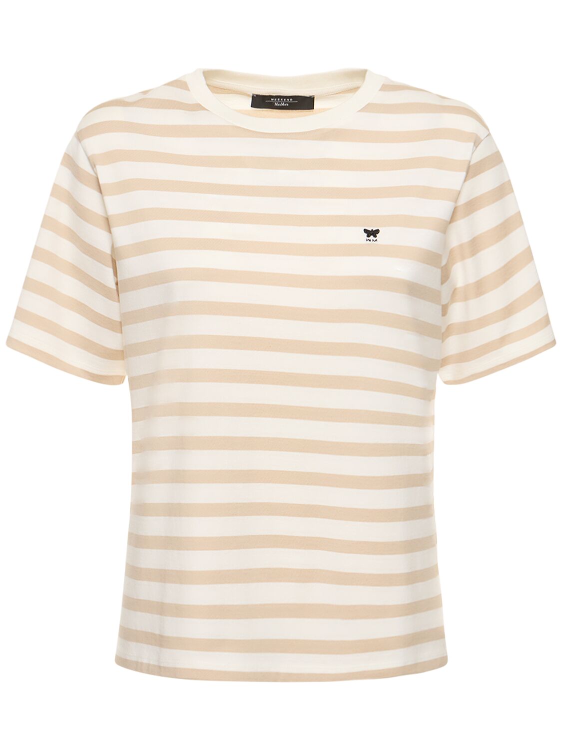Weekend Max Mara Deodara Striped Cotton Jersey T-shirt In Ivory,beige