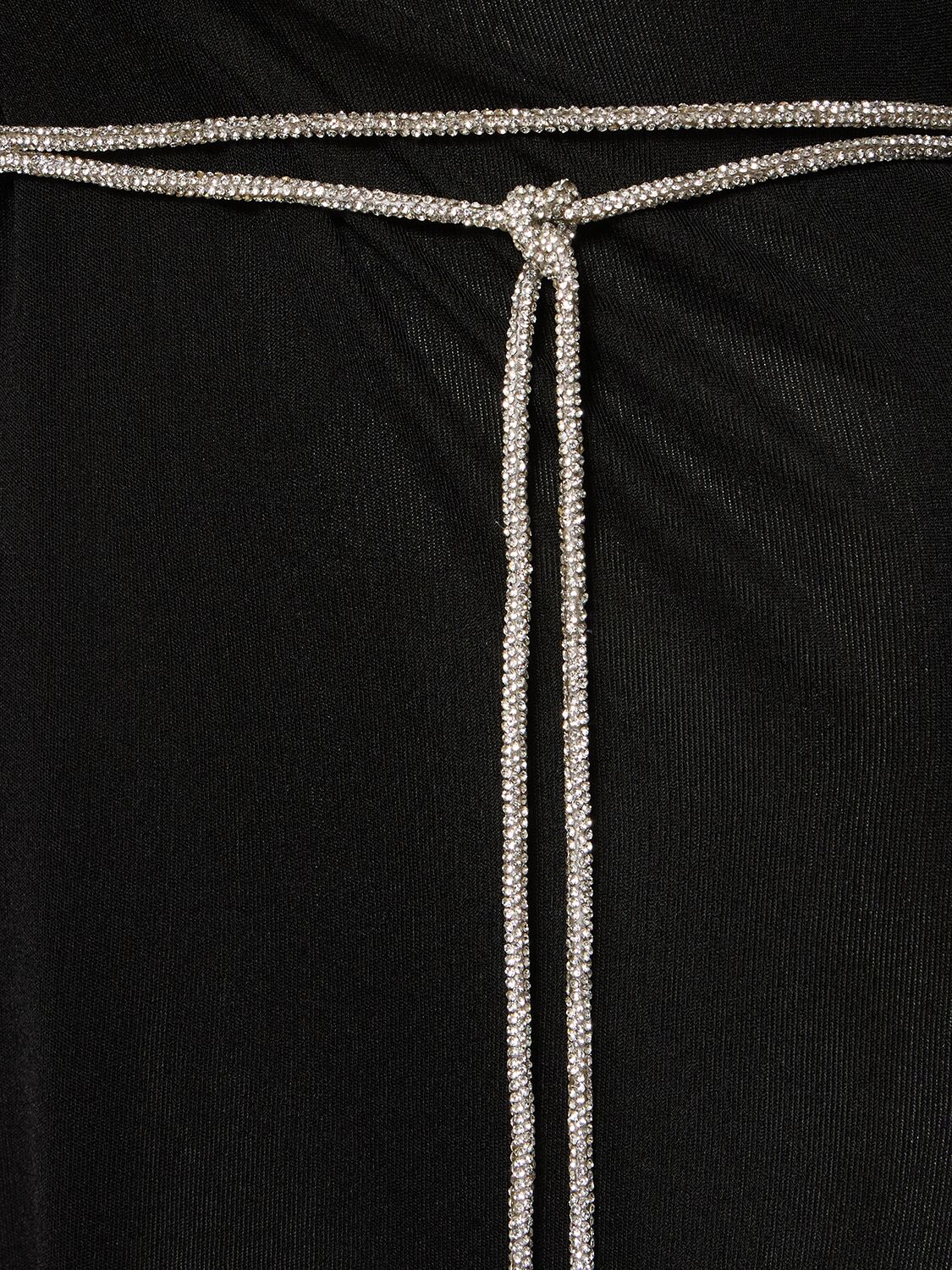 Shop Alexandre Vauthier Viscose Knit Dress W/ Embellished Belt In Black
