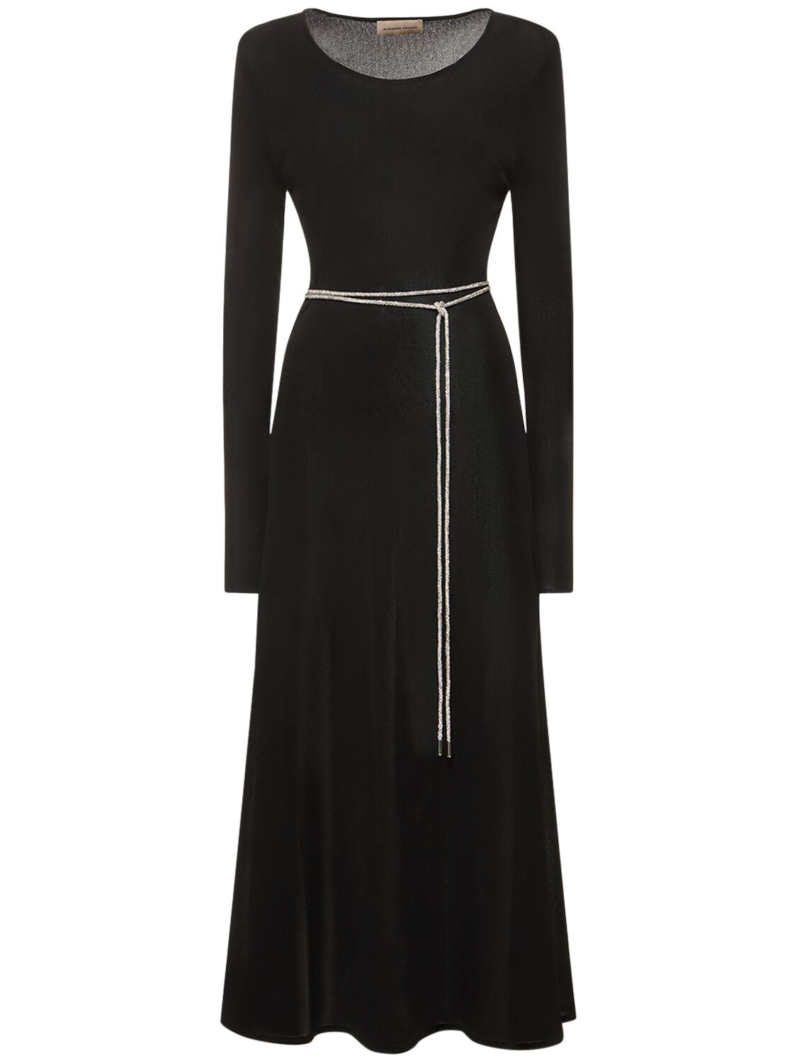 Alexandre Vauthier Viscose Knit Dress W/ Embellished Belt In Black