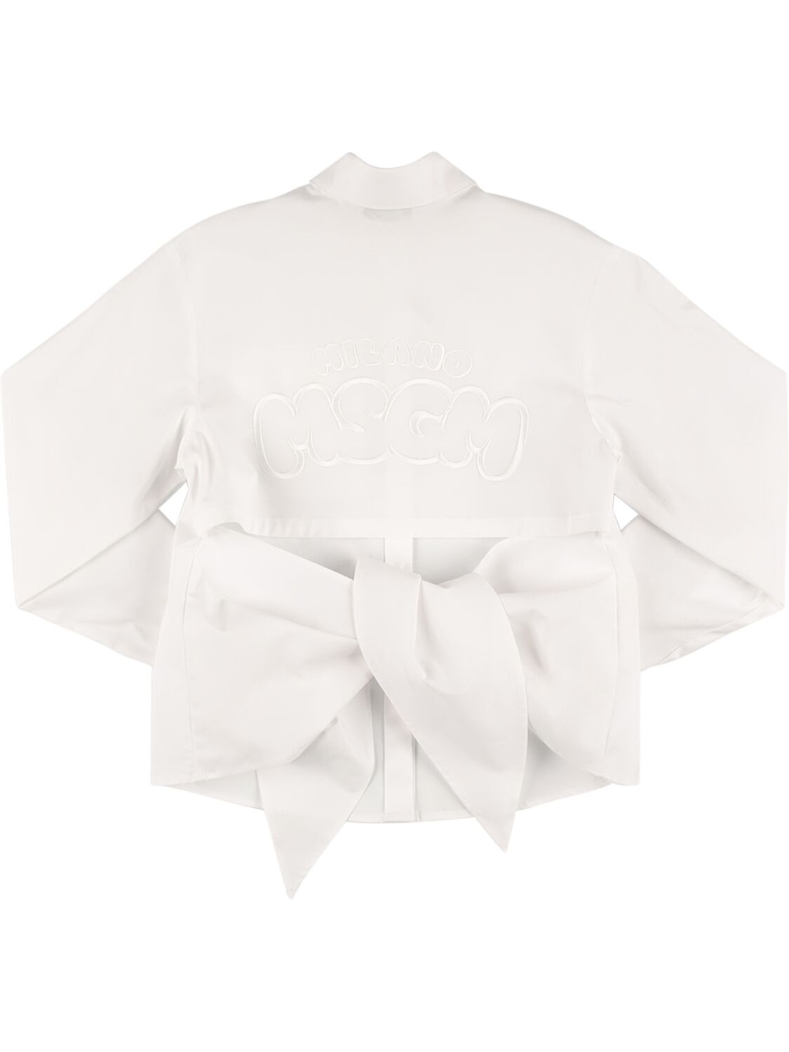 Msgm Kids' Cotton Poplin Shirt In White