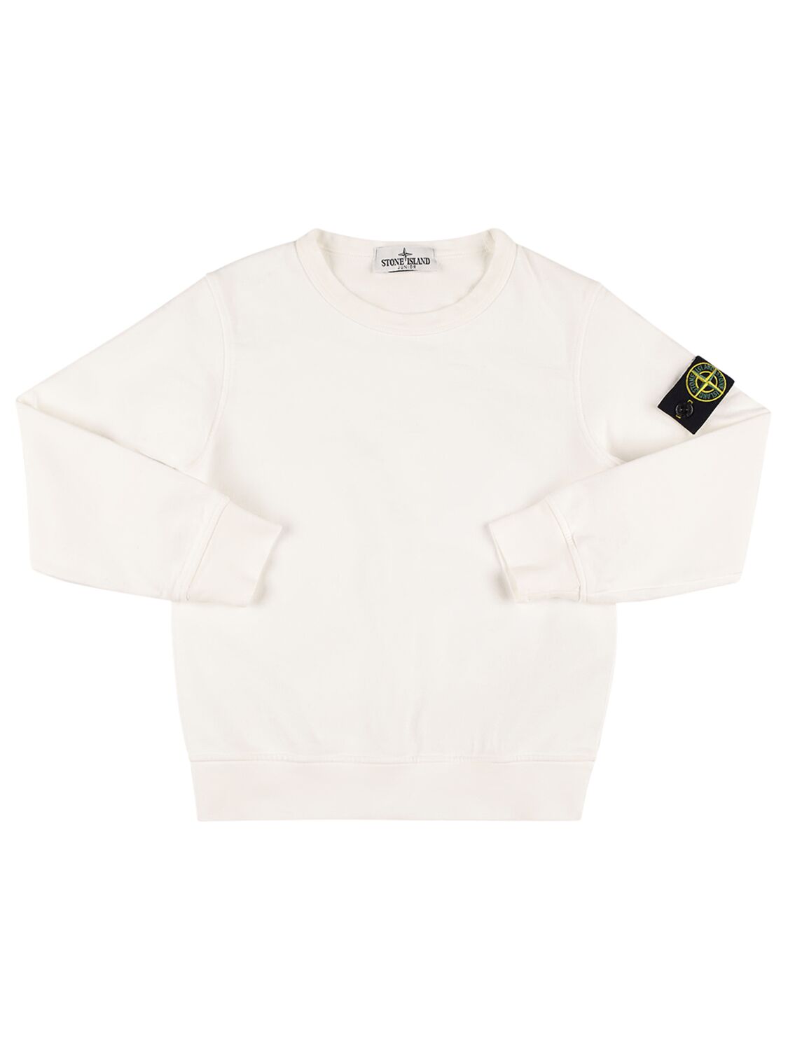 Stone Island Cotton Blend Sweatshirt W/ Logo Patch In 白色