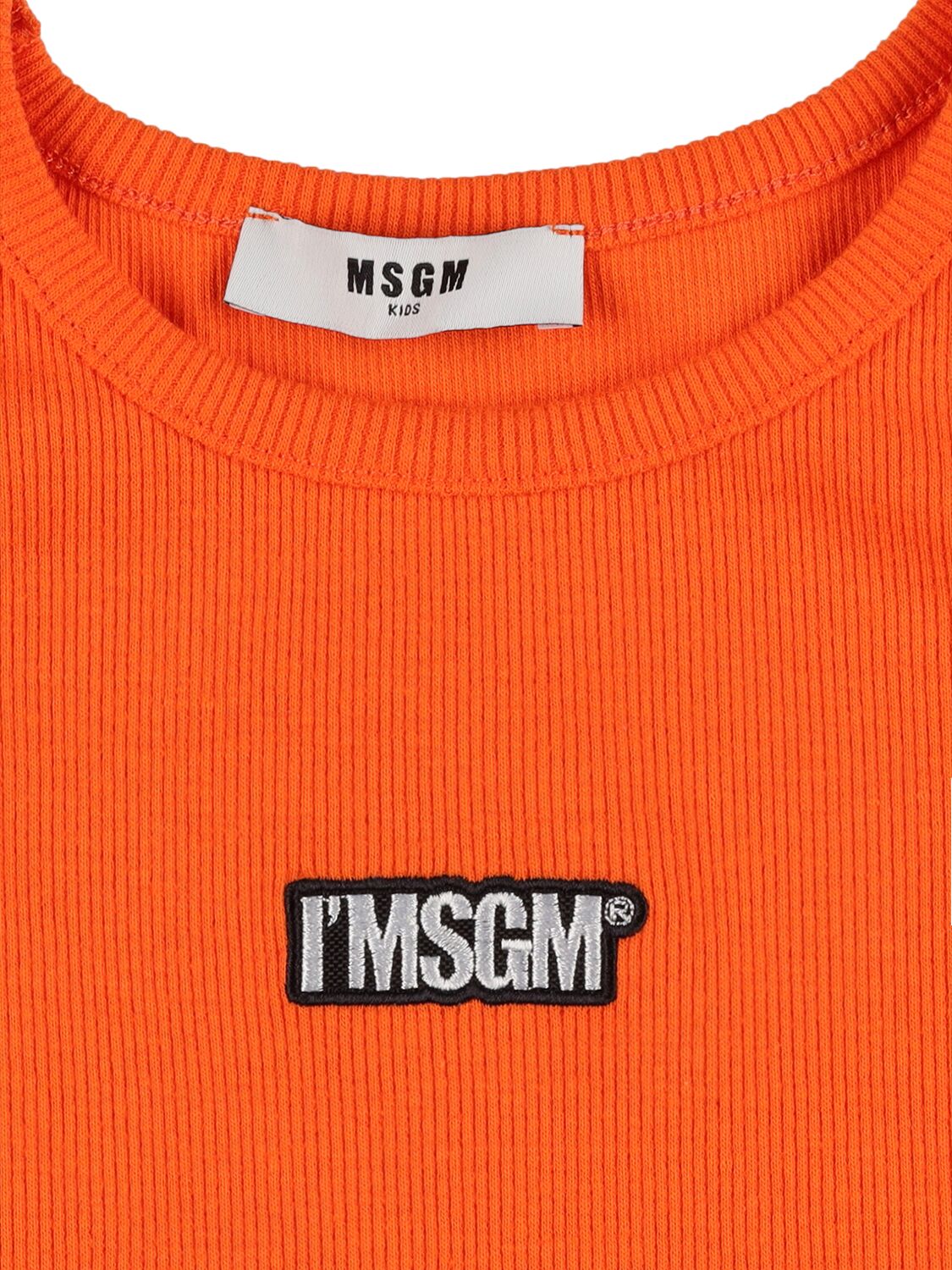 Shop Msgm Cotton Blend Rib Tank Top In Orange