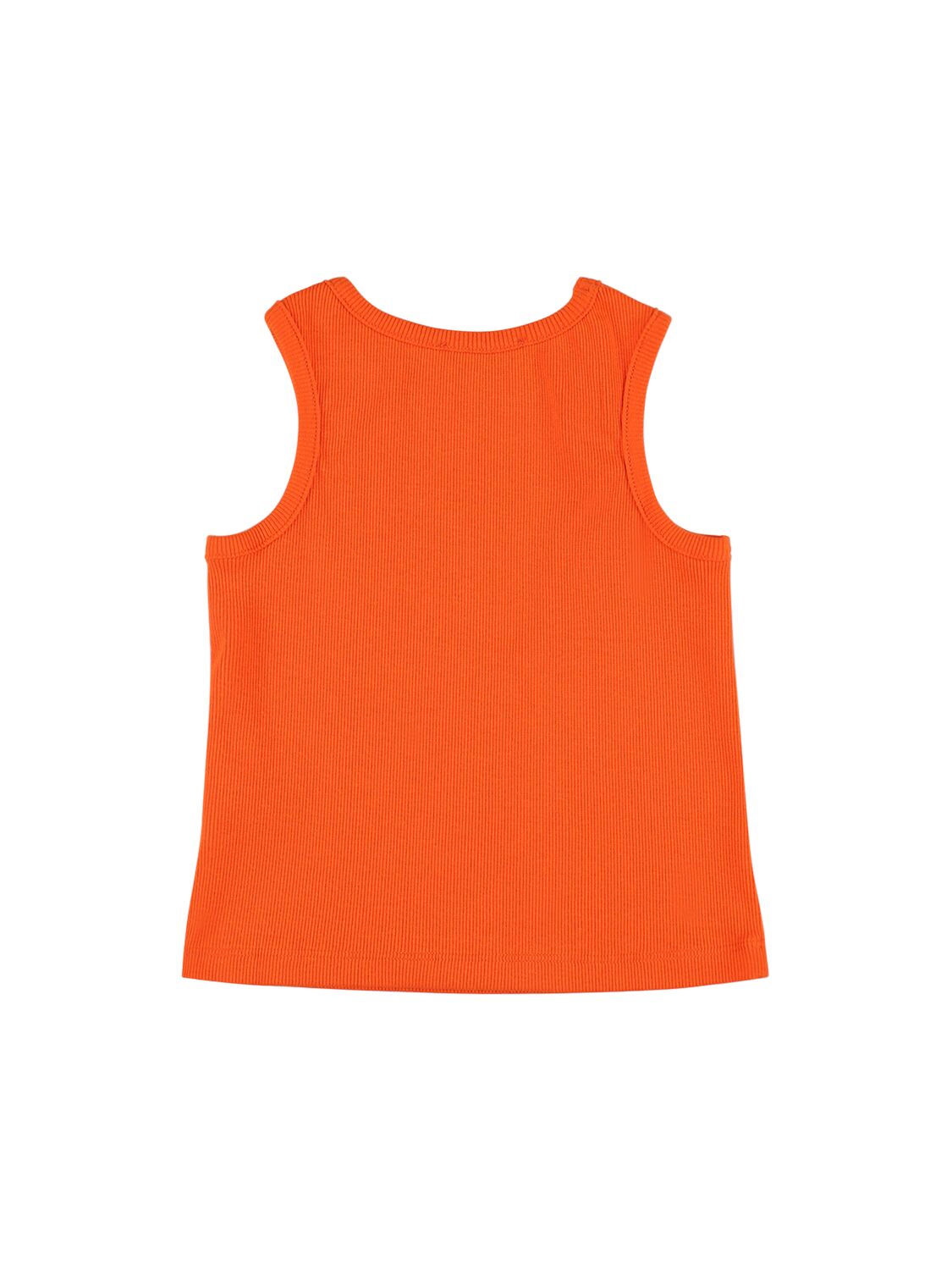 Shop Msgm Cotton Blend Rib Tank Top In Orange