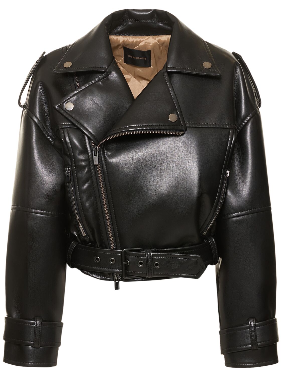 Shop The Andamane Nova Oversize Faux Leather Jacket In Black