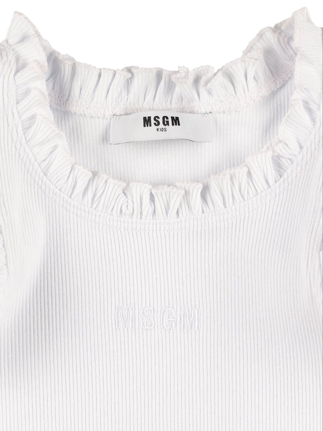 Shop Msgm Cotton Rib Tank Top In White