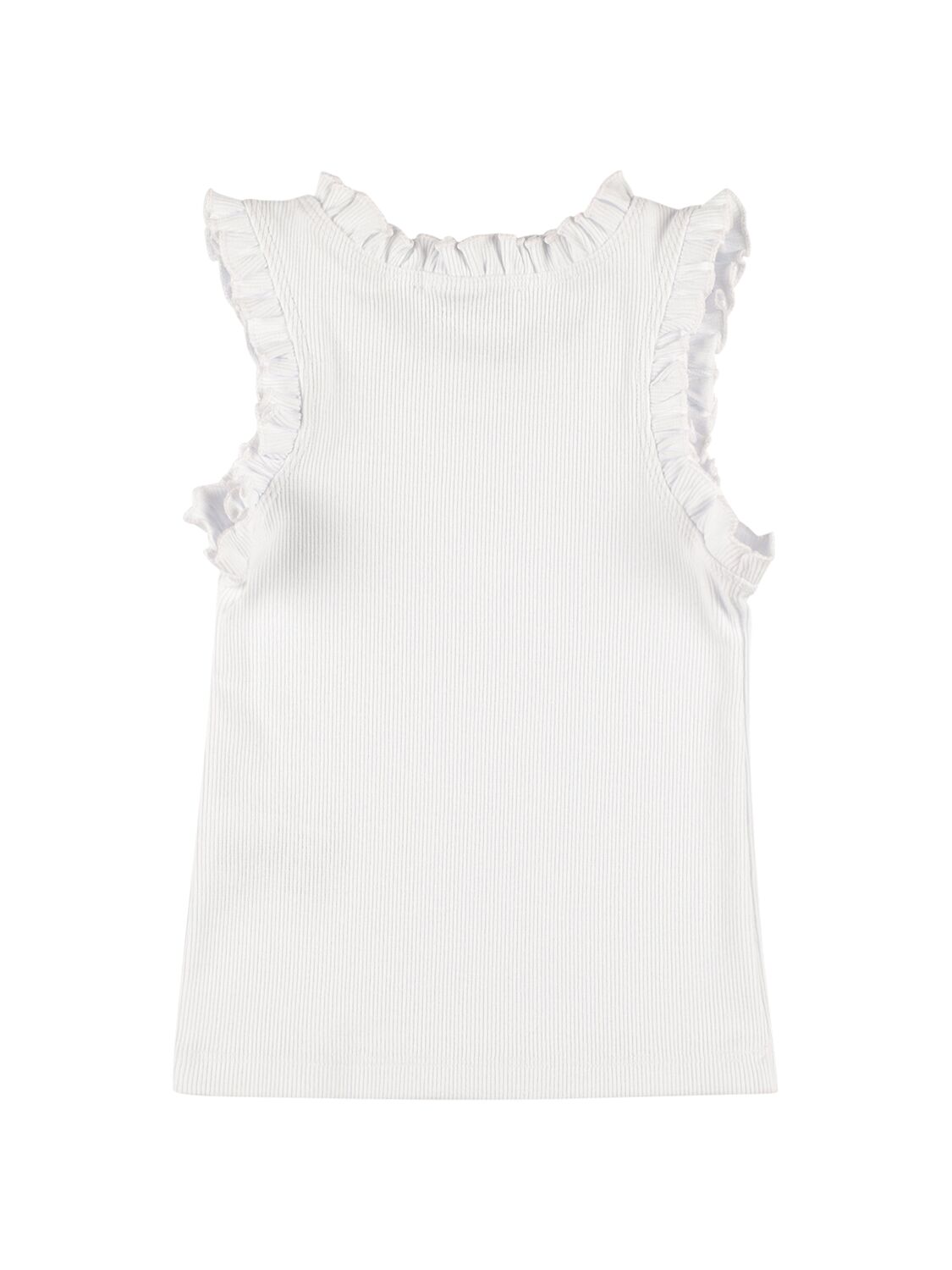 Shop Msgm Cotton Rib Tank Top In White