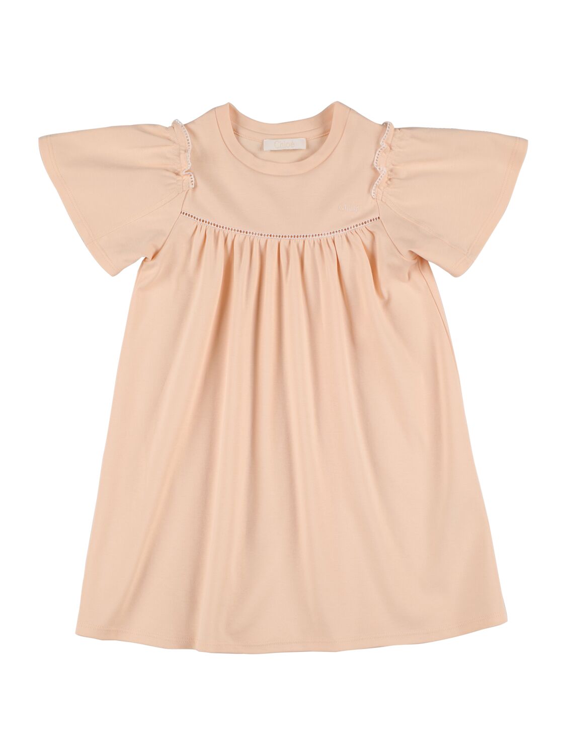 Chloé Kids' Organic Cotton Interlock Dress In Pink