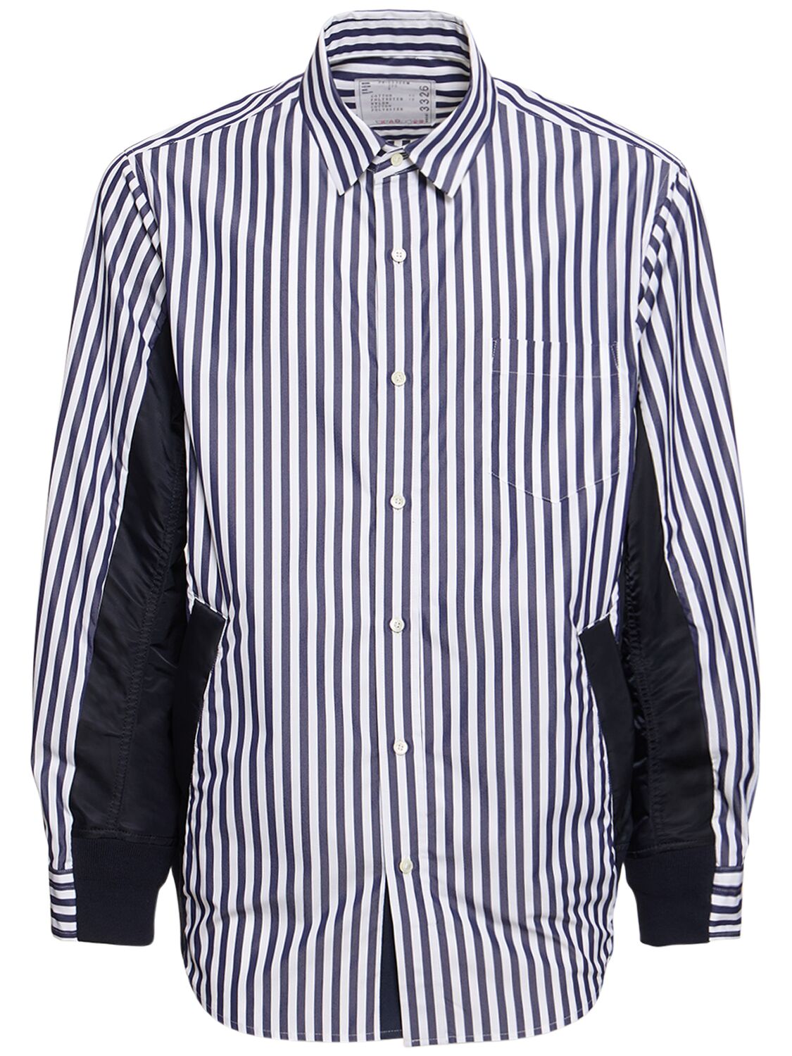 Shop Sacai Cotton Poplin Shirt In Navy Striped