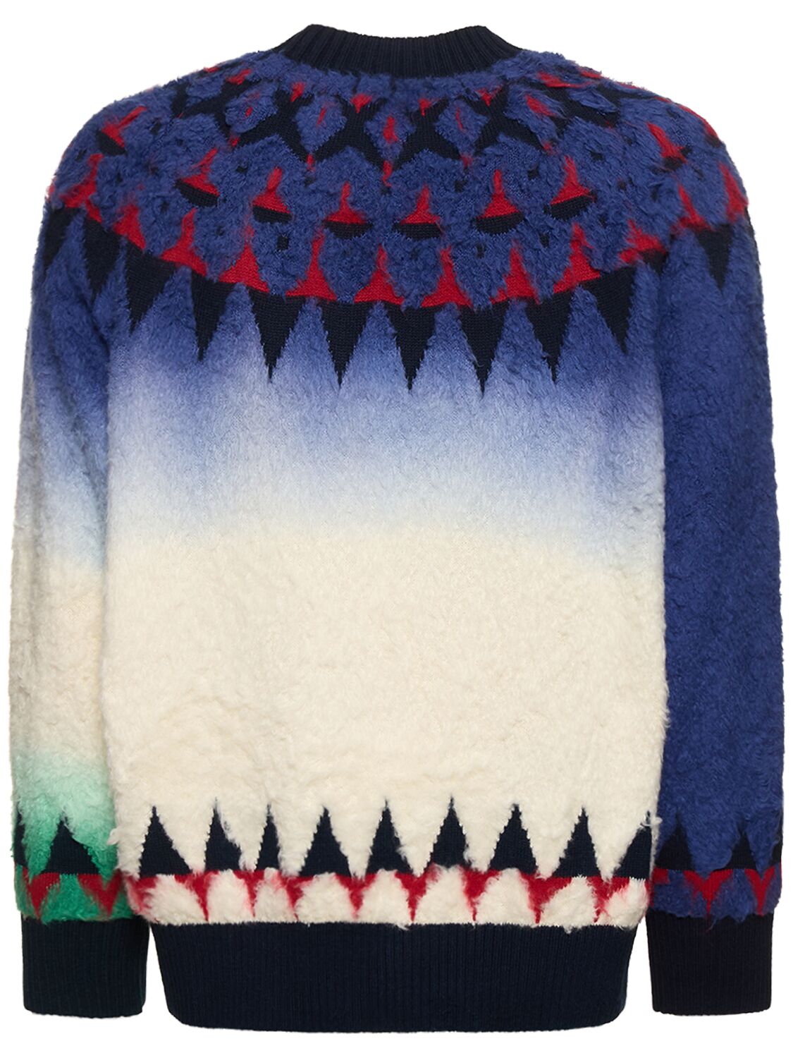 Shop Sacai Jacquard Knit Sweater In Navy