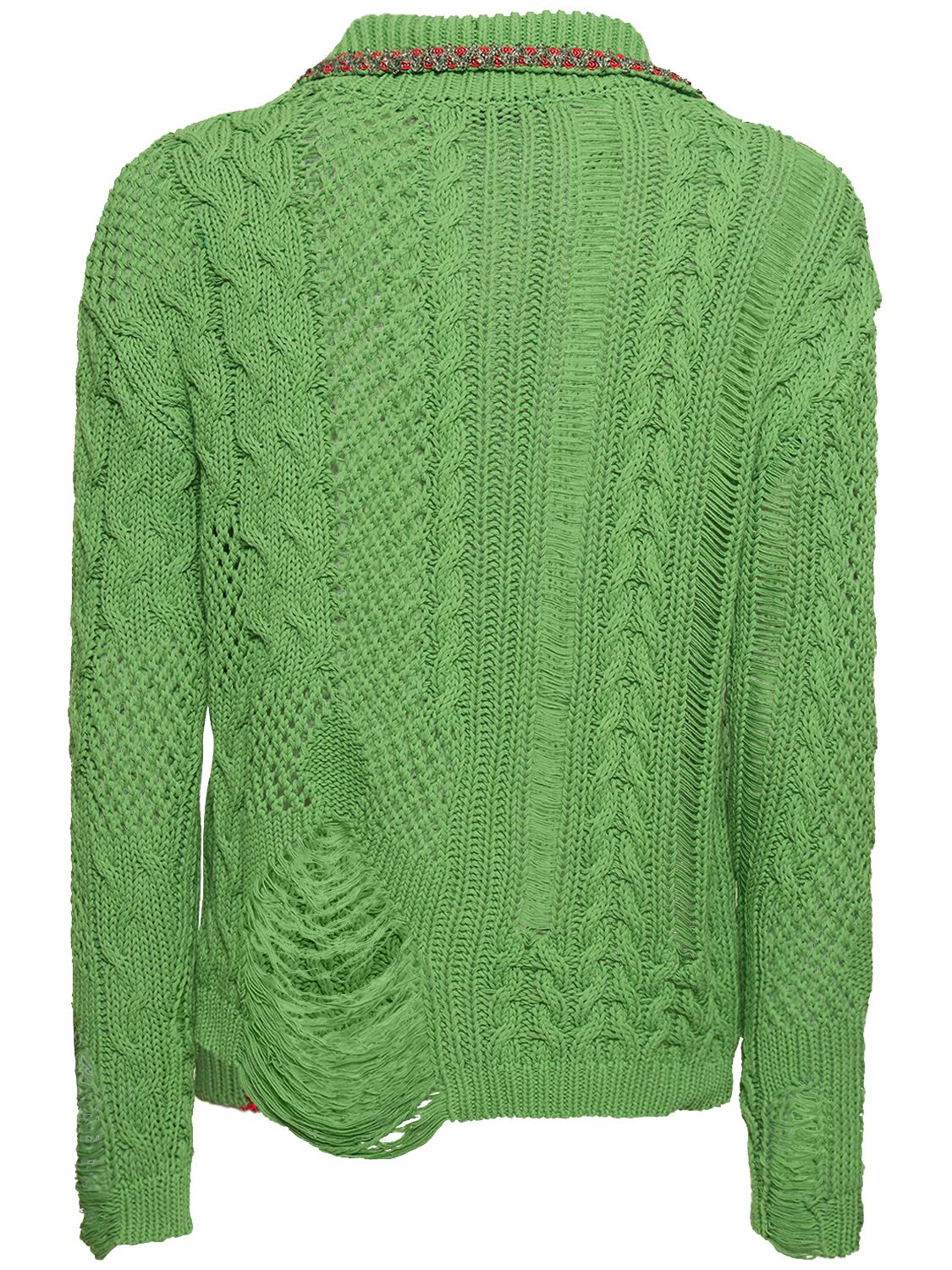 Shop Andersson Bell Sauvage Cotton Knit Cardigan In Green