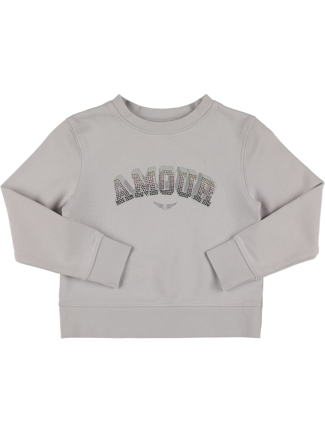 Zadig & Voltaire Kids' Embellished Cotton Sweatshirt In Light Grey