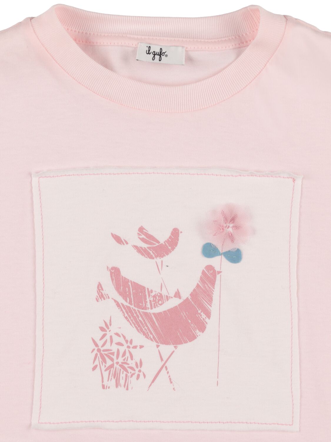 Shop Il Gufo Embroidered Cotton Jersey T-shirt In Pink,white